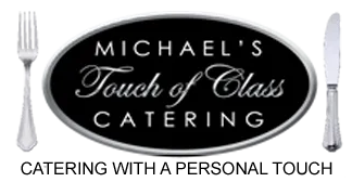 A black and white logo for michael 's touch of class catering.